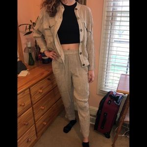 Vintage size medium two piece linen set (jacket and pants)